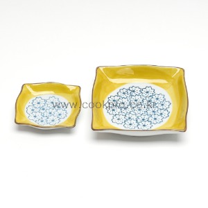 노랑 사각종지/접시 /43415 /사각종지/사각접시/도자기찬기/일식찬기/도자기접시